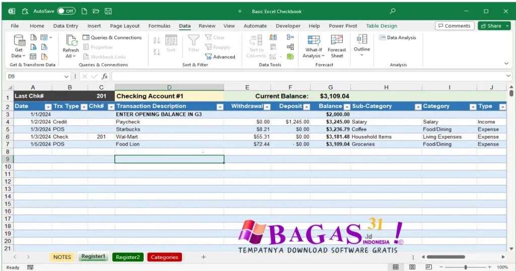 Checkbook For Excel 7.0.3 Full Download